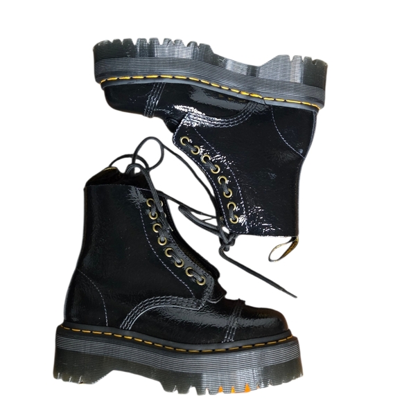 Dr. Martens Shoes - Dr. Martens Patent Leather Zip Combat Boots | Women’s US 5 | Chunky Lug Sole